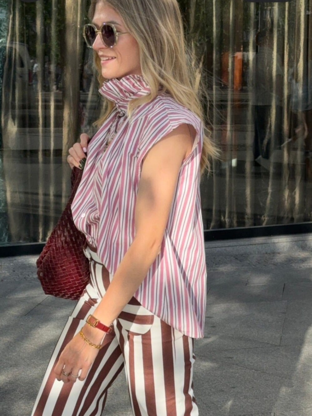 A Shirt Thing Stella Blouse In Stripe Poplin Cotton
